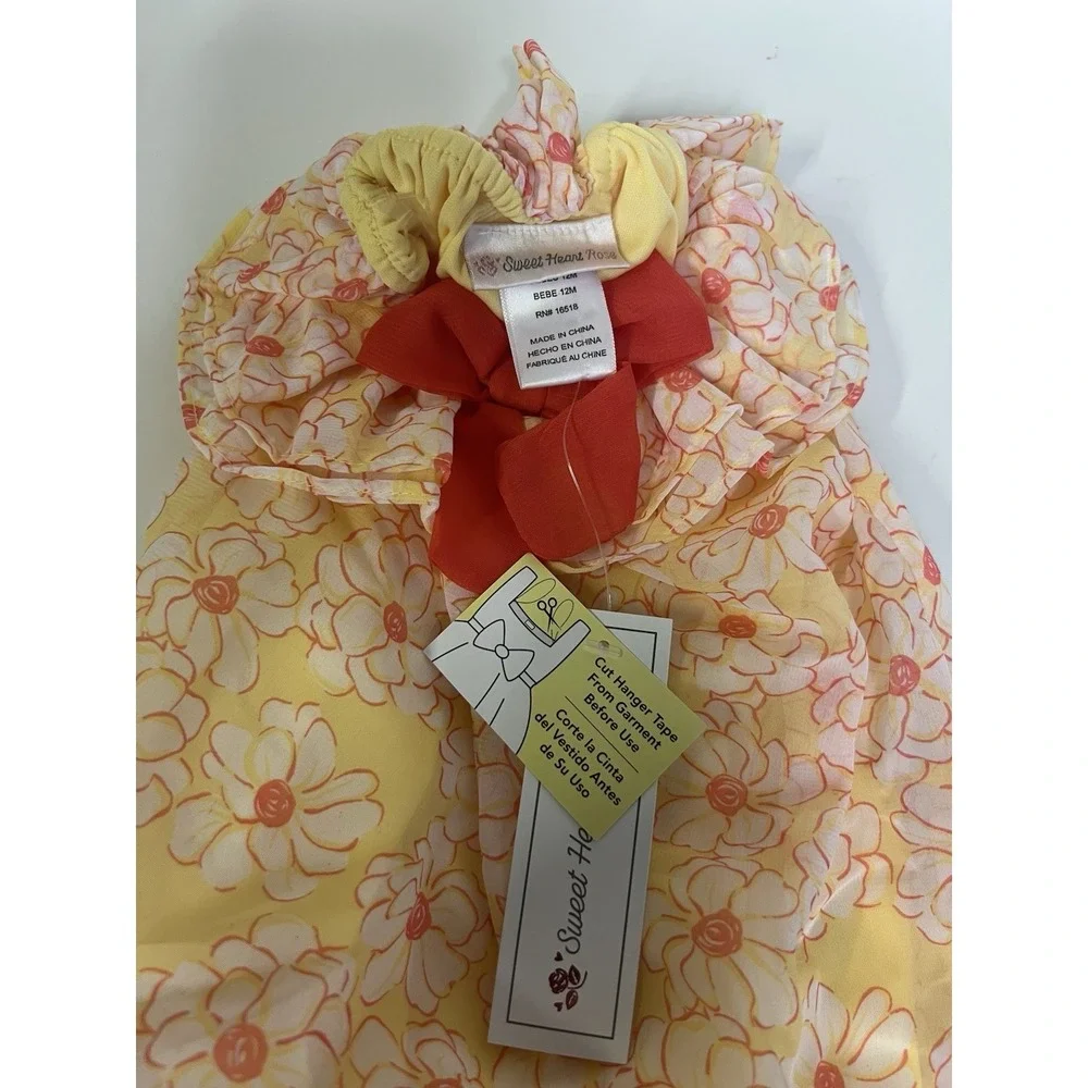 Sweet Hart Rose Baby Chifon Bubble Dress Boho Floral Size 12Mo      (250)